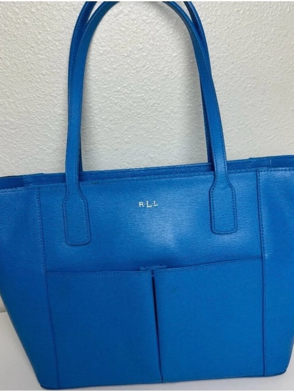 Lauren Ralph Lauren Bright Blue Leather Tote